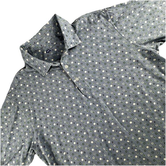 Onward Reserve Performance Polo Mens L Blue Pattern Geometric Golf Short Sleeve - Picture 1 of 9
